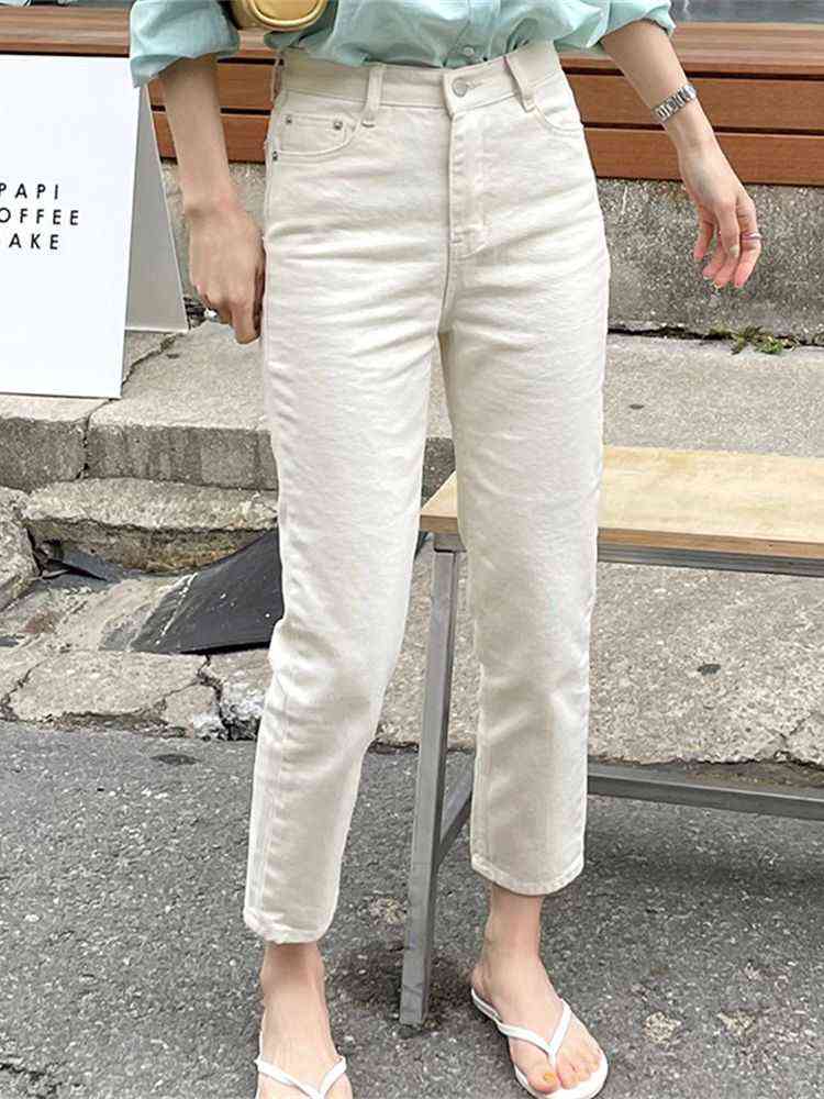 

HziriP 25- Jeans Pants High Waist Oversize Ankle Length 2022 Denim Autumn OL Straight Women Loose Wide Leg Trousers T220728, Black