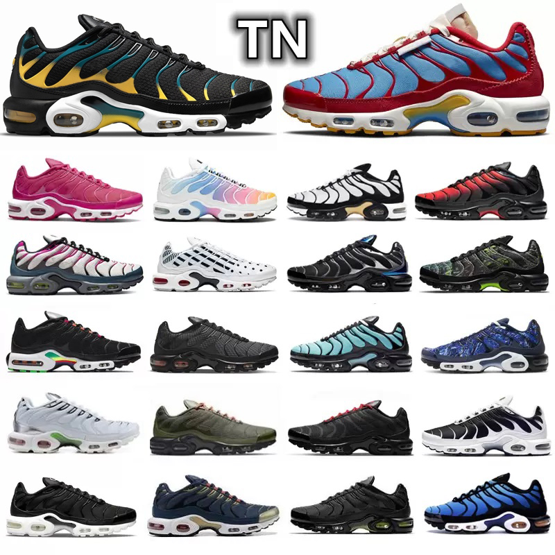 

Tn Plus mens Running Shoes Sneakers Triple Black White University Red Hyper Royal Blue Neon Green Olive Reflective Persian Violet Neon Oreo men trainers sports shoe, Color#16