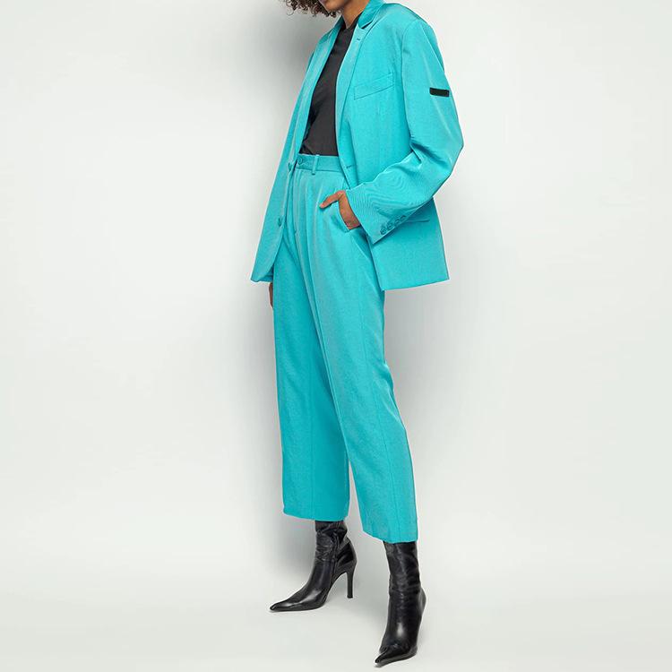 

Women' Two Piece Pants High-quality Lake Blue Suit Female 2022 Summer Casual Temperament Fashion PantsWomen