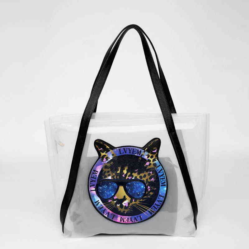 

Transparent Bag Women's Summer New Fashion Women Waterproof Shoulder Bag Crystal Beach Bun Mother Bag 220609, Black gold strap