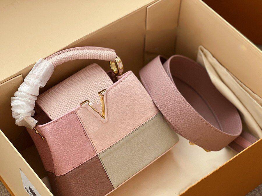 

2022 Capucines Handbag Lady Tote Crossbody Designer Bag Colorful Painting Litchee Genuine Leather Hand Bags Handcraft Removable totes, Box