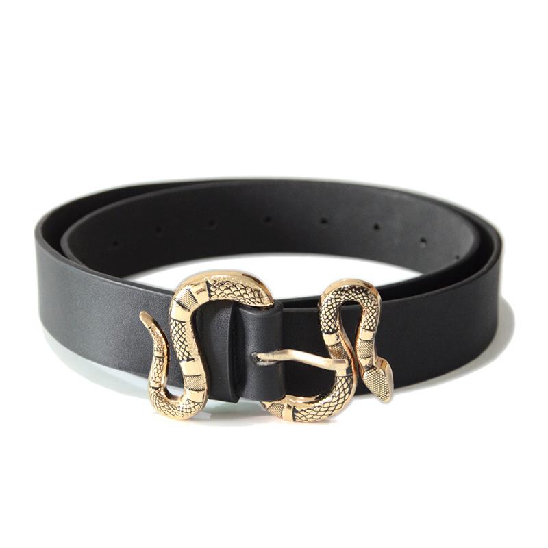 

Belts Leather For Women Luxury Snake Buckle Waist Strap Female Ladies Waistband Jeans Girdle Fashion Design Belt, Black
