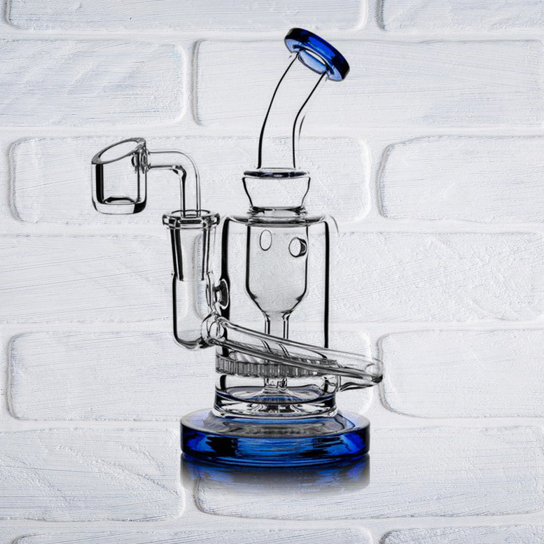 blue hookahs Glass bong smoking water pipe Recycler bongs shisha Percolator-image-406774928