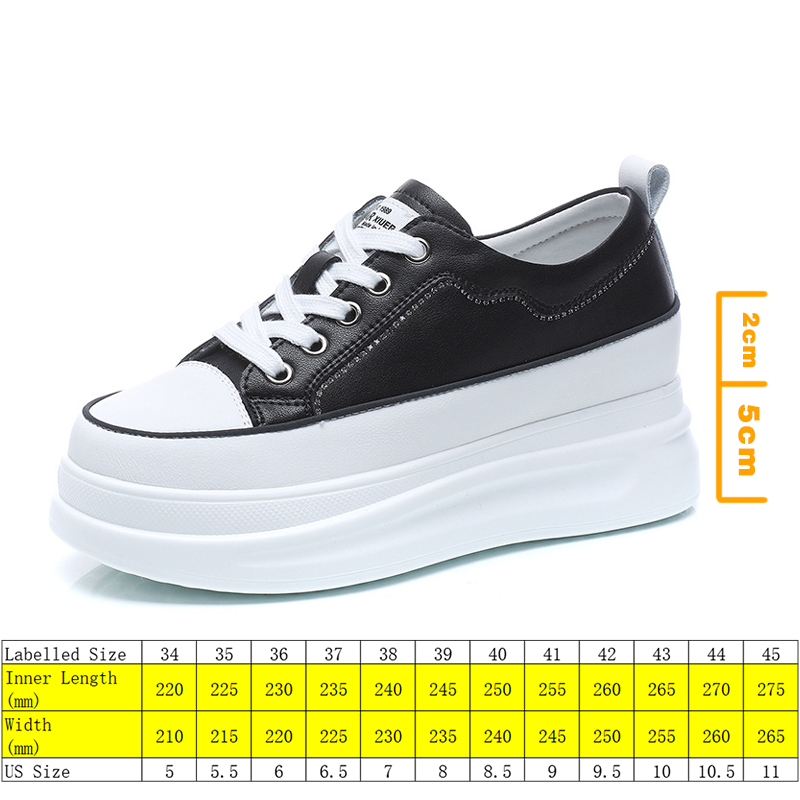 

2022 Genuine Leather Sneakers Shoes 7cm for Women Casual Shoes Platform Wedge Women Fashion Sneakers Spring Autumn, White-1
