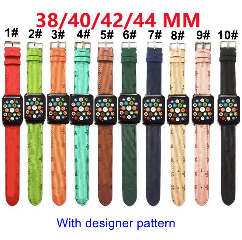 

Fashion Designer V Pattern Watch Bands For Apple 38mm 40mm 42mm 44mm iWatch 1-7 PU Leather Straps Bracelet Striped Printed Watchbands