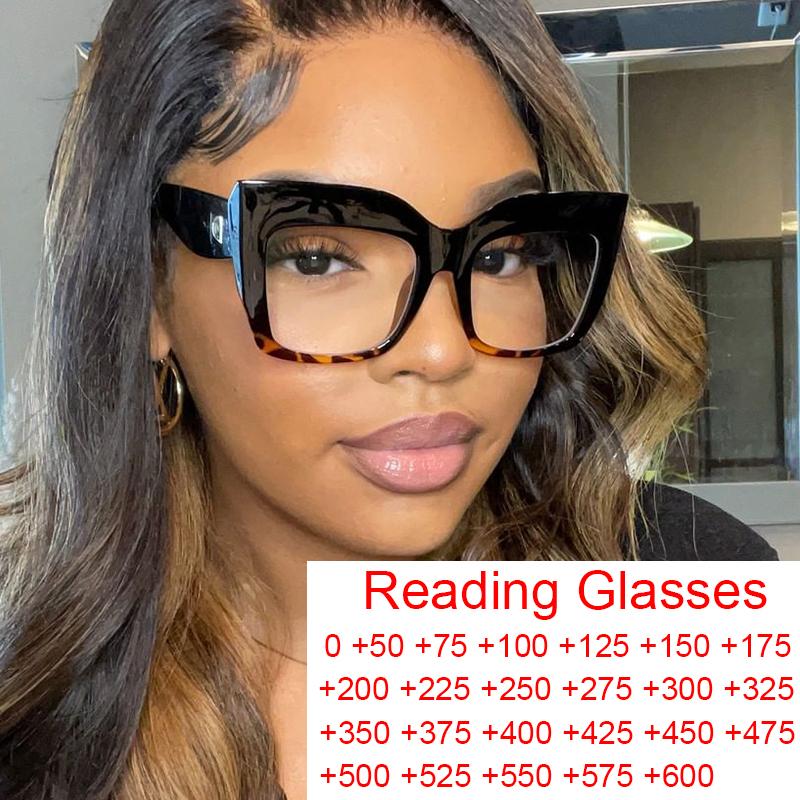 

Sunglasses Oversized Clear Black Leopard Reading Glasses Women Vintage Square Eyeglasses Vision Magnifier 1.5 1.75Sunglasses SunglassesSungl