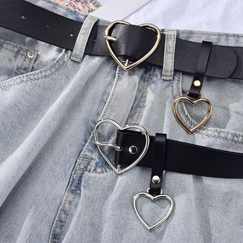 

Belts Sweetheart Buckle With Adjustable Ladies Cute Heart-shaped Thin Belt Jeans Dress Punk Fashion BeltsBelts, Silver