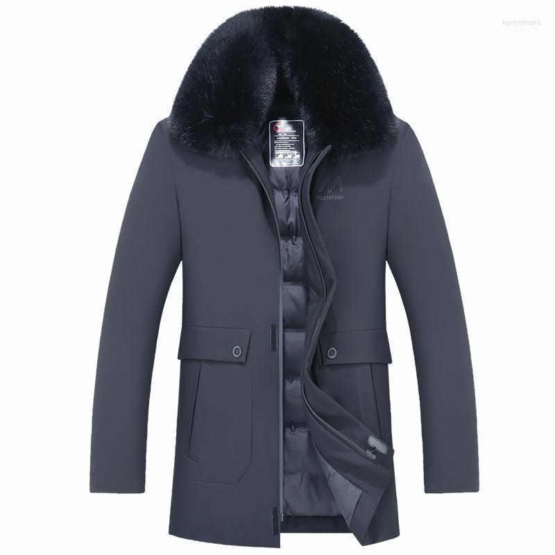 

Men's Down & Parkas Winter Dad Coat Middle-aged Cotton Plus Thick Jacket Grandfather Wear S Kare22, Black
