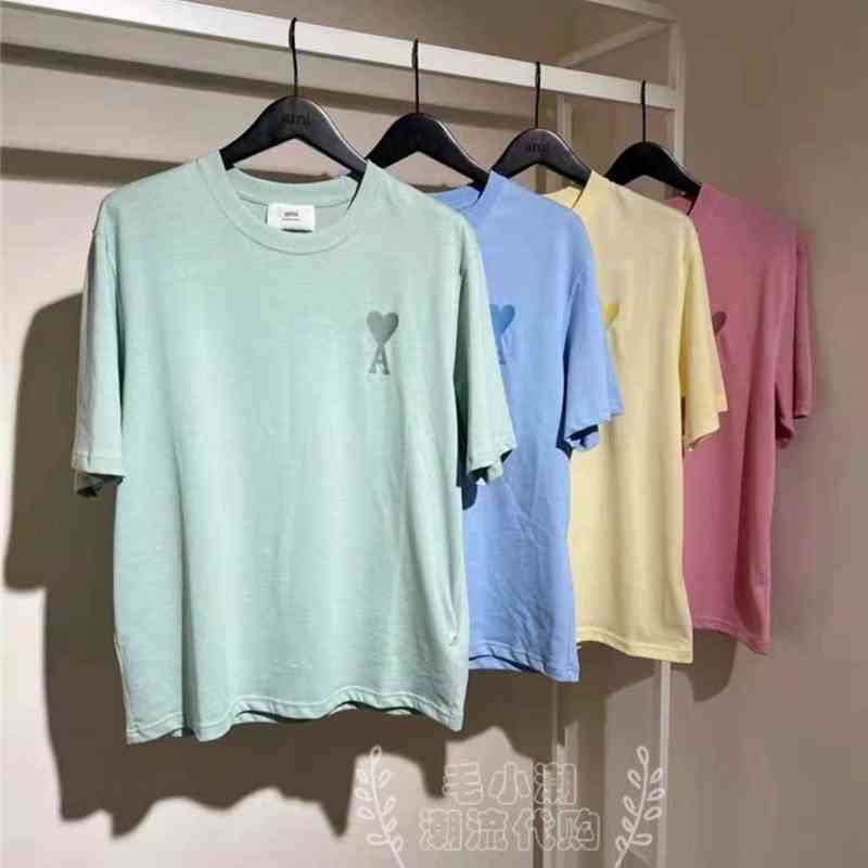 

Designerfrench Paris Fashion Brand Love Embroidery Macarone Short Sleeve T-shirt Loose Version for Men and Women, This item does not ship