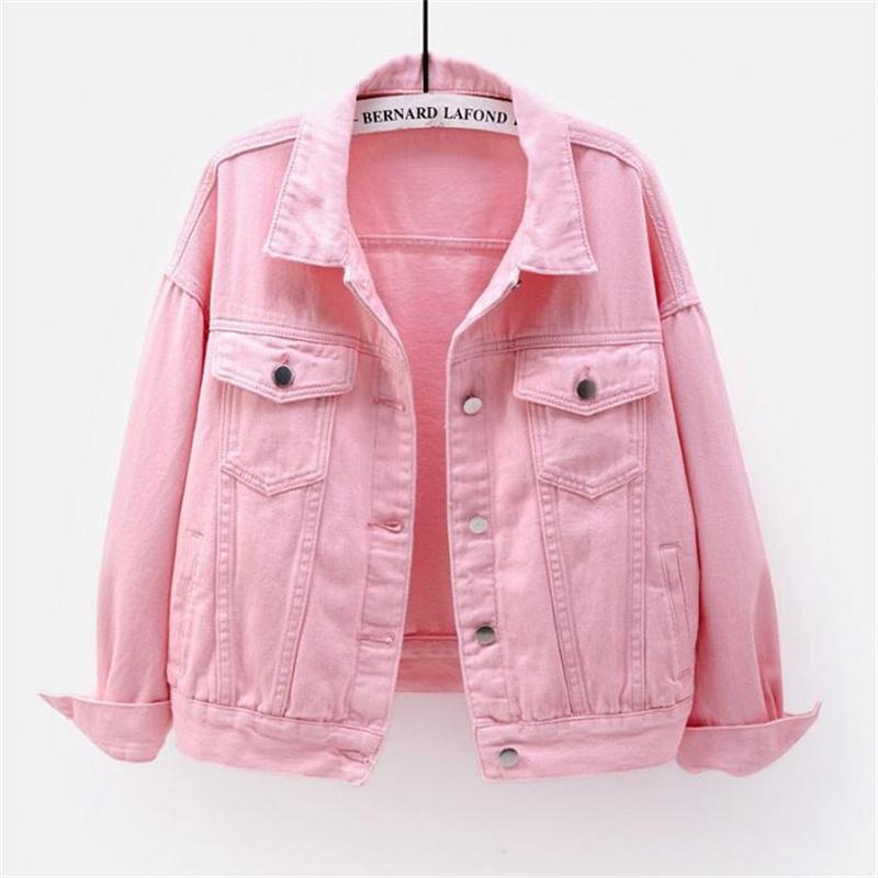 

Women' Jackets Women' Denim Jacket Spring Autumn Short Coat Pink Jean Casual Tops Purple Yellow White Loose OuterwearWomen, Black