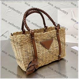 

Designer Women Twine Straw Tote Bag Luxurys Designers Bags Italy Milano Brand Sunshine Knitting Beach Handbags Woman Leather Patchwork Totes 001, Beige