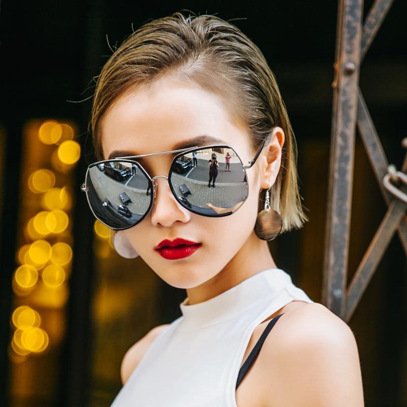 

Sunglasses Vazrobe Oversized Women Mirrored Shades Polygon Ladies Large Sun Glasses Steampunk Fashion Style Huge Big