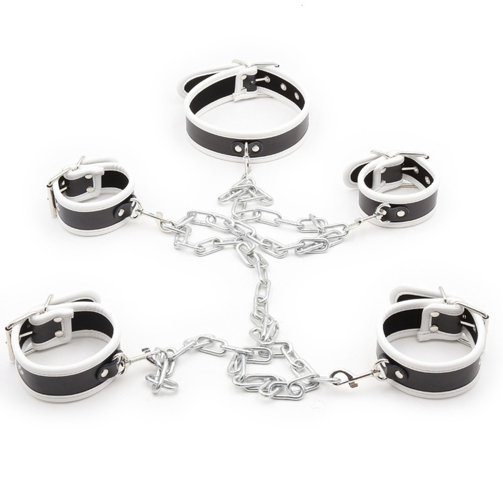 

Leather&metal Manyjoy Pu Slave Leather Sm Bondage Set Wrist Hand & Ankle Cuffs Collar Restraints Kit Fetish Sexy Toy Product E7NV