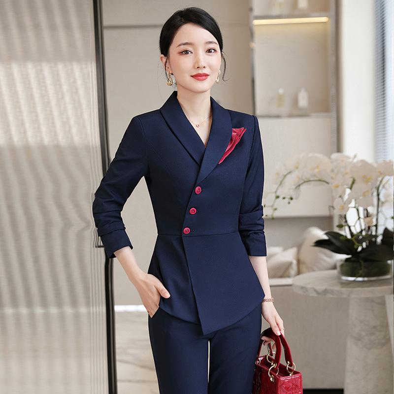 

Women' Two Piece Pants Large Size Autumn And Winter Professional Suit Temperament Overalls 2022 Slim Single-breasted Ladies Blazer Casual T, Jacket skirt