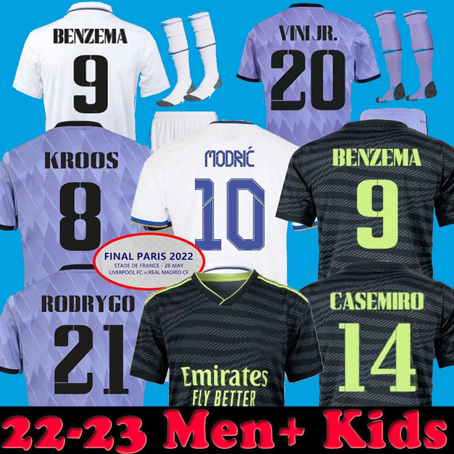 

2023 BENZEMA finals Rudiger soccer jerseys Tchouameni 22 23 football shirt Real Madrids CAMAVINGA MODRIC VALVERDE camiseta men kids 2022 kits set VINI JR 3XL third, Kids 21 22 third