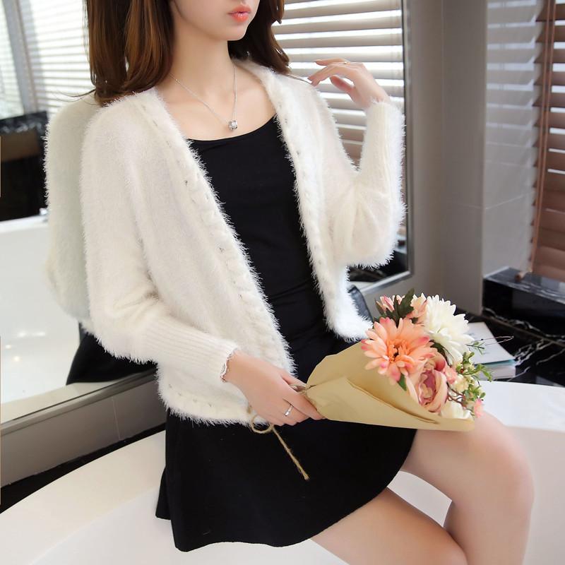 

Women' Knits & Tees Imitation Mink Velvet Spring Autumn Coat Women Loose Large Size Short Knit White Gray Sweater Cardigan Top Shawl Clothi, Pink