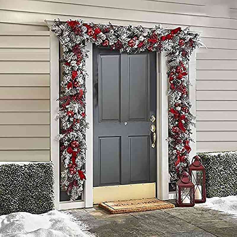 

Christmas Wreath Artificial Arch Red Berries Wreath Ornaments Entrance Door Wall Decor Merry Halloween Tree Wreath Slingers J220616