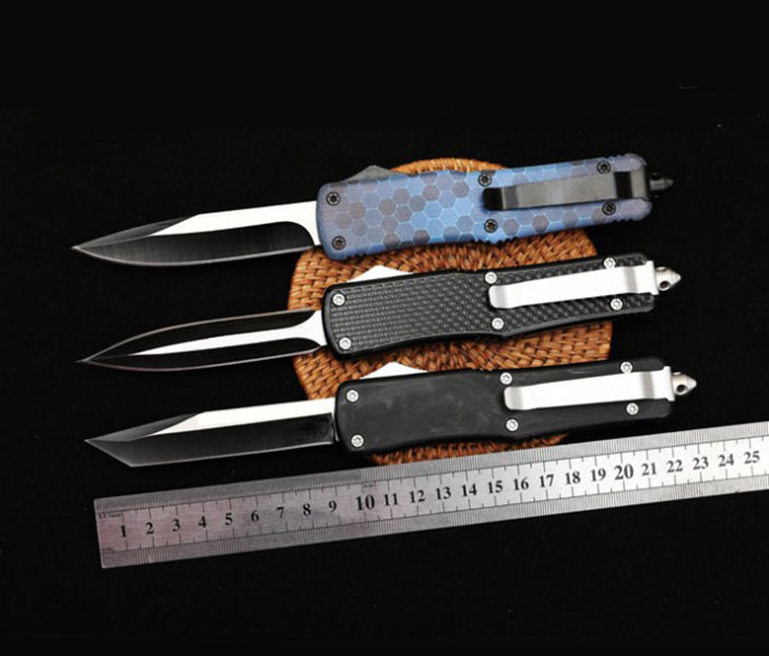 

US Italian UK Style Stiletto Mafia K07 Double Action Automatic Knife Fast Open D2 Steel Outdoor Camping Self Defense Hunting Rescue Skinning Auto Knives UT88 UT85 A07