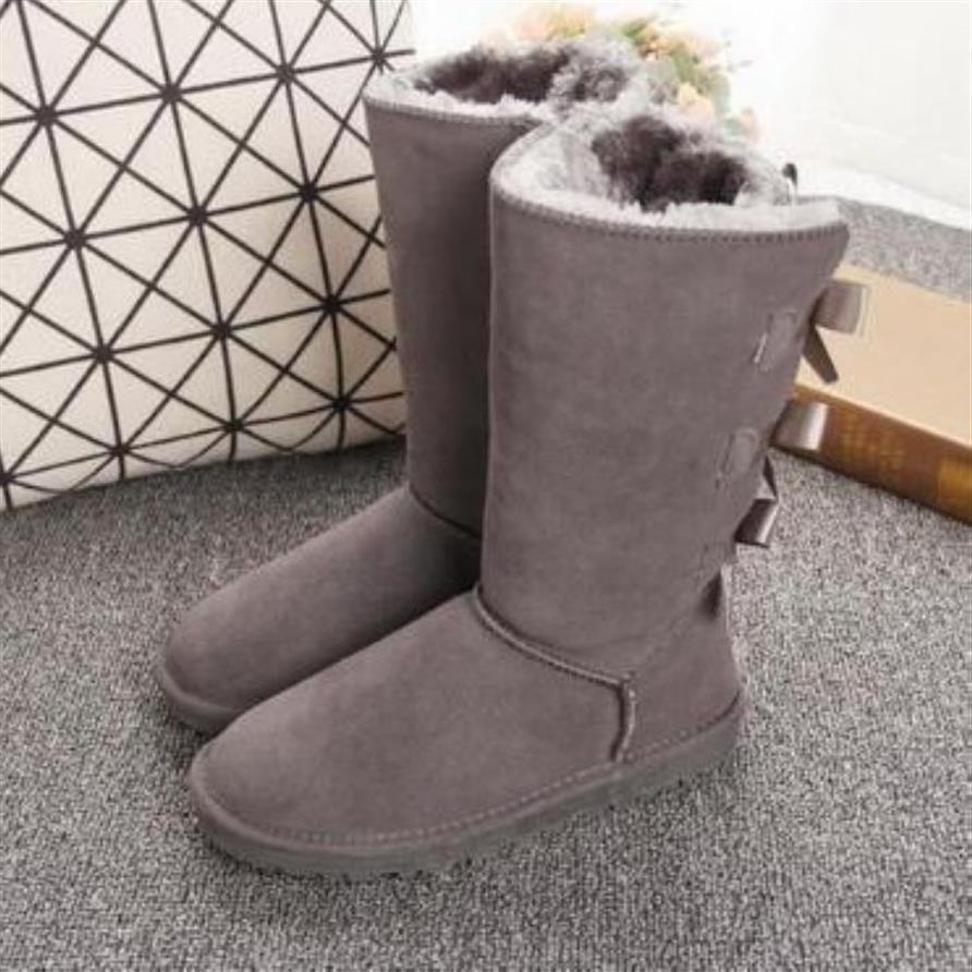 

FAST New 7803 designer boots Australia women girl classic luxury snow boots bowtie ankle Half bow fur boot winter black C237z