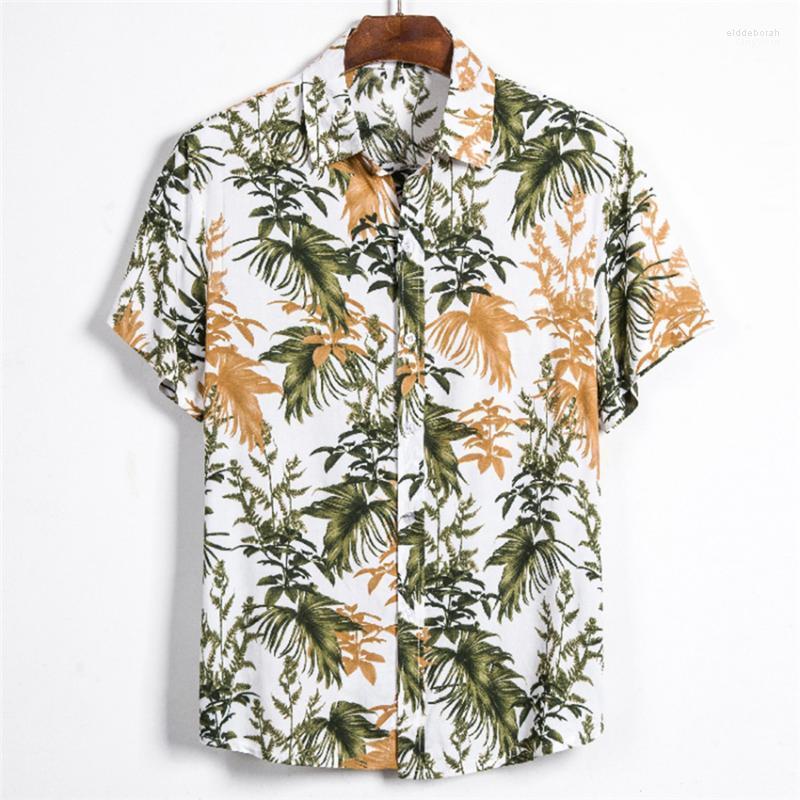

Men's Casual Shirts Leaf Printed Shirt Men Short Sleeve Button Summer Hawaiian Male Camisa Masculina Beach BrandMen's Eldd22, Dxcs146