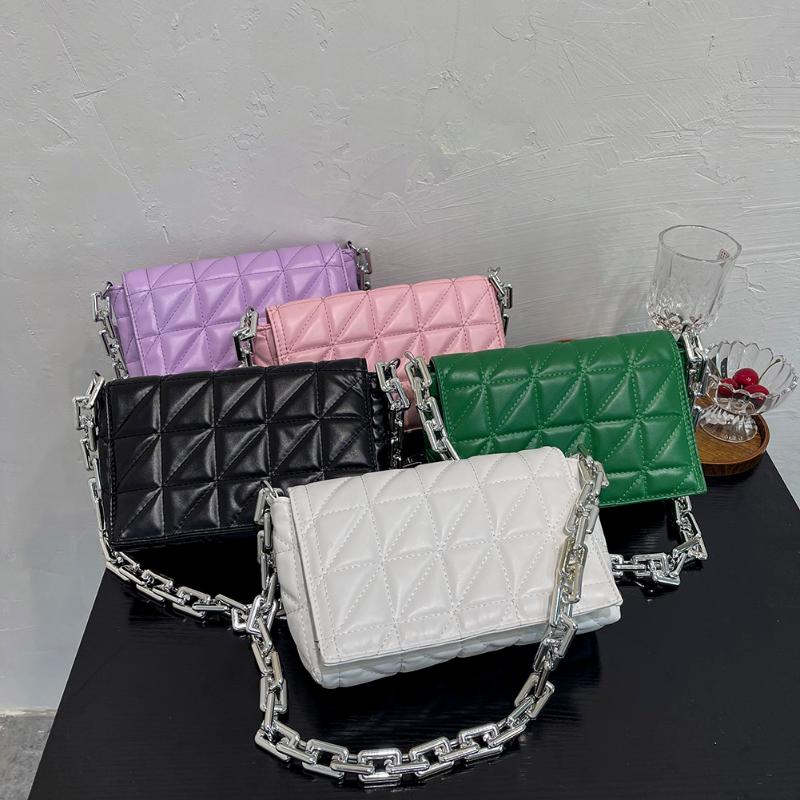 

Evening Bags Casual Women Pure Color Underarm Small Thick Chain Single Strap Armpit Female PU Leather Shoulder, Green