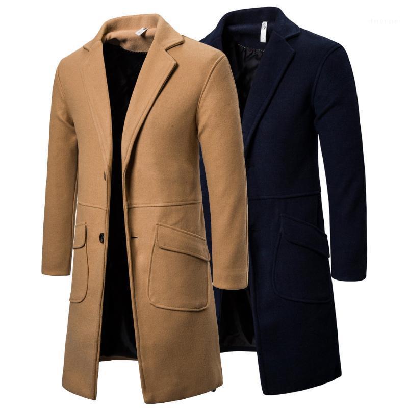 

Japan South Korea Fashion Men Woolen Coat Korean-Style Slim Fit Long Duffle Yf30, Khaki