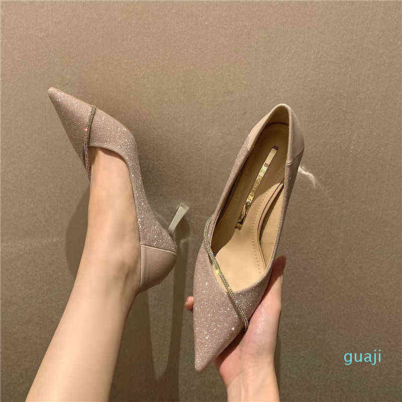 

Dress Shoes Temperament Glitter High Heels Luxury Rhinestones Design Sense Of Wedding Shoes Women Sandals, Pink