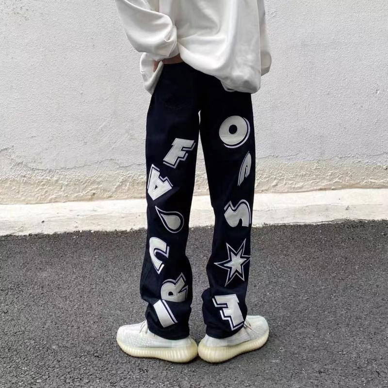 

Men' Jeans European And American Hip-hop High Street Printed Men' Ins Tide Brand Loose Straight Y2k Retro Long PantsMen' Heat22