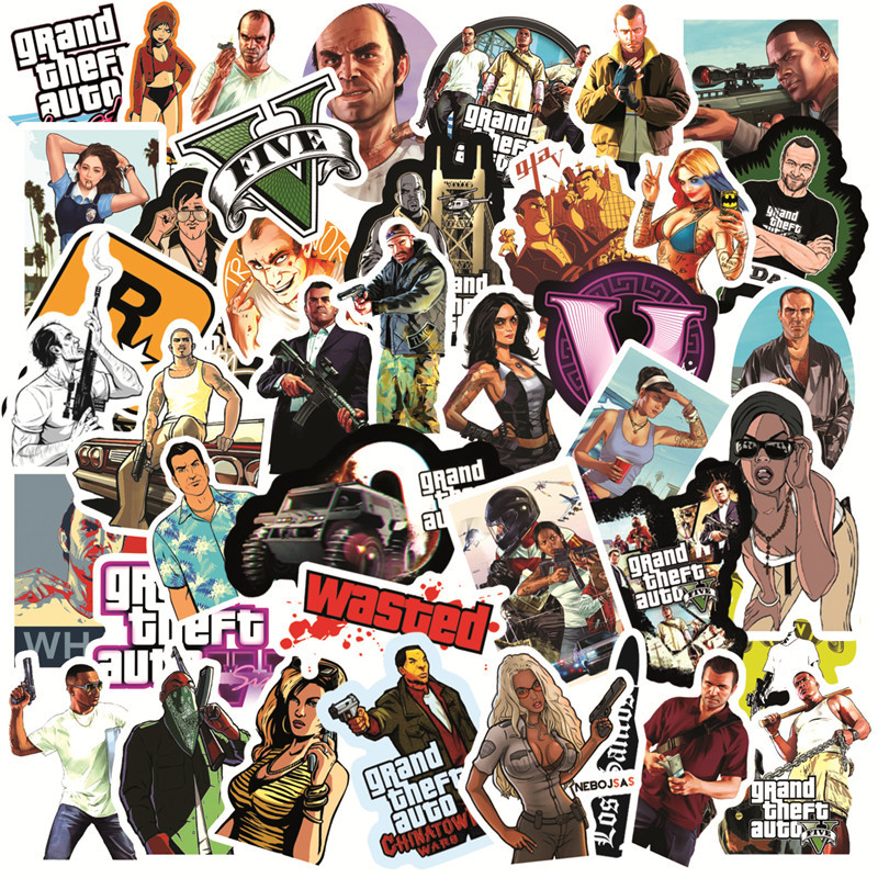 

50Pcs Game Grand Theft Auto sticker GTA stickers Graffiti Kids Toy Skateboard car Motorcycle Bicycle Sticker Decals Wholesale, Multi colors