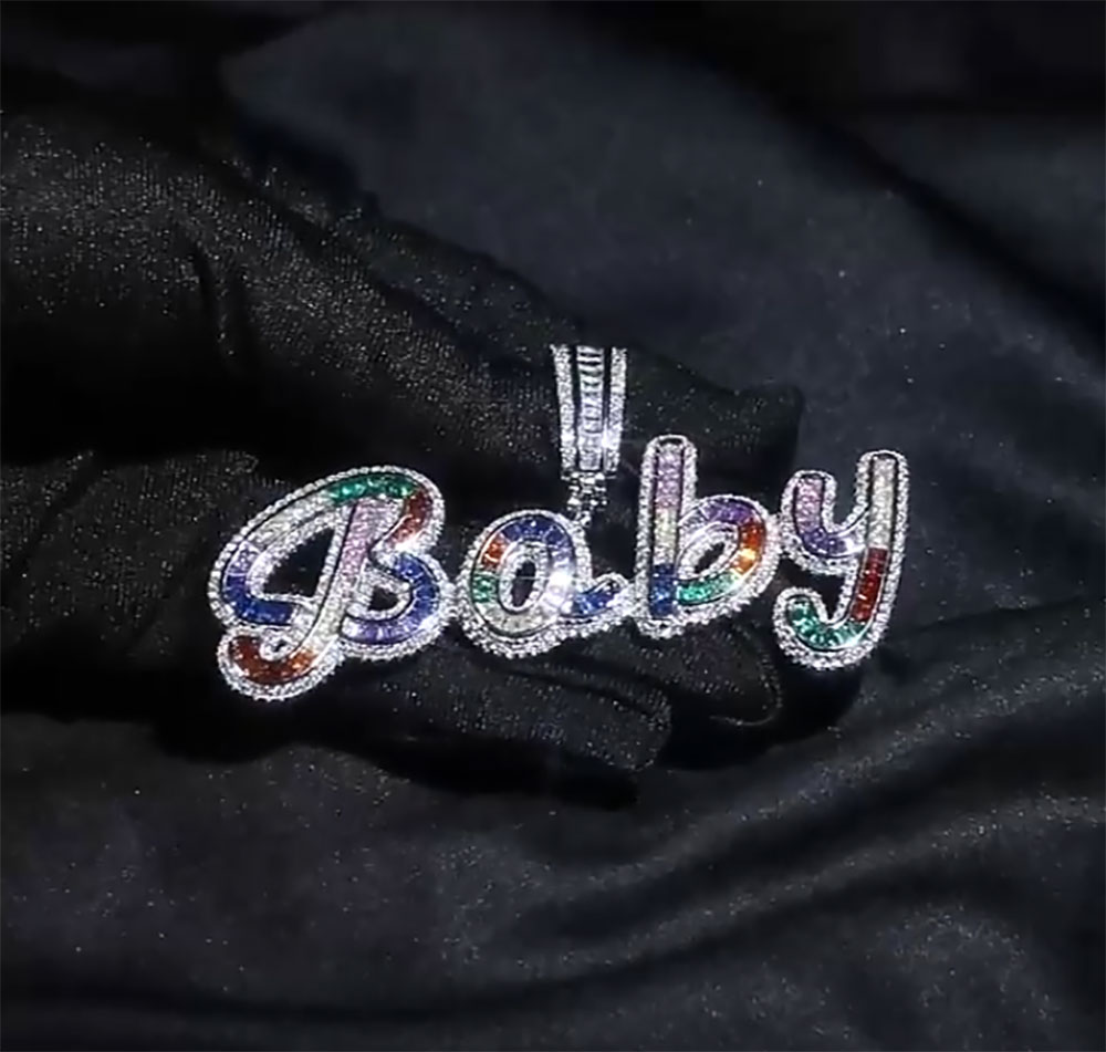 Nom personnalisé A- Z Zircon Baguette Lettres Pendentif Collier Pour Hommes Femmes Cadeaux Cubique Zircone Collier Hip Hop Bijoux