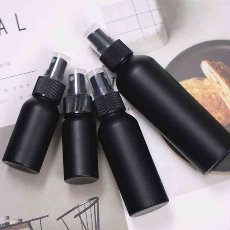 

10PC 30ml 50ml 100ml 150ml Portable Travel Black Aluminum Empty Bottle Spray Bottle Cosmetic Packaging Container Y220428
