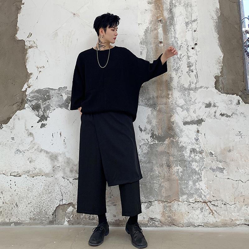 

Men's Pants Pieces Of Two Original Night Style Harun Wide Leg Japanese Personalized Design Capris Retro Casual Skirt Feeli, Black