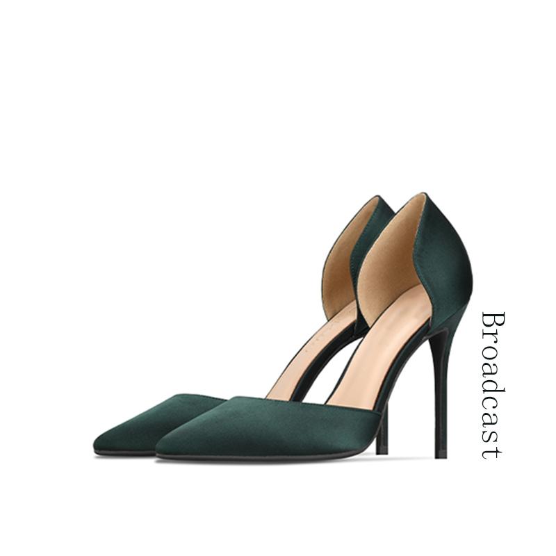 

Sandals Broadcast Spring/Summer Ladies Microfiber 2022 Fashion Pointed Stiletto High Heels Simple And Elegant, Black