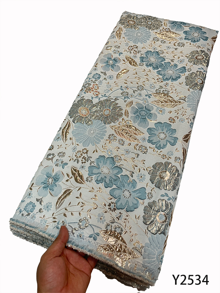 

African Tulle Lace Fabric Satin 5 Yards 2022 High Quality Nigerian Brocade Jacquard Lace For Sewing Dress Cloth Y2534