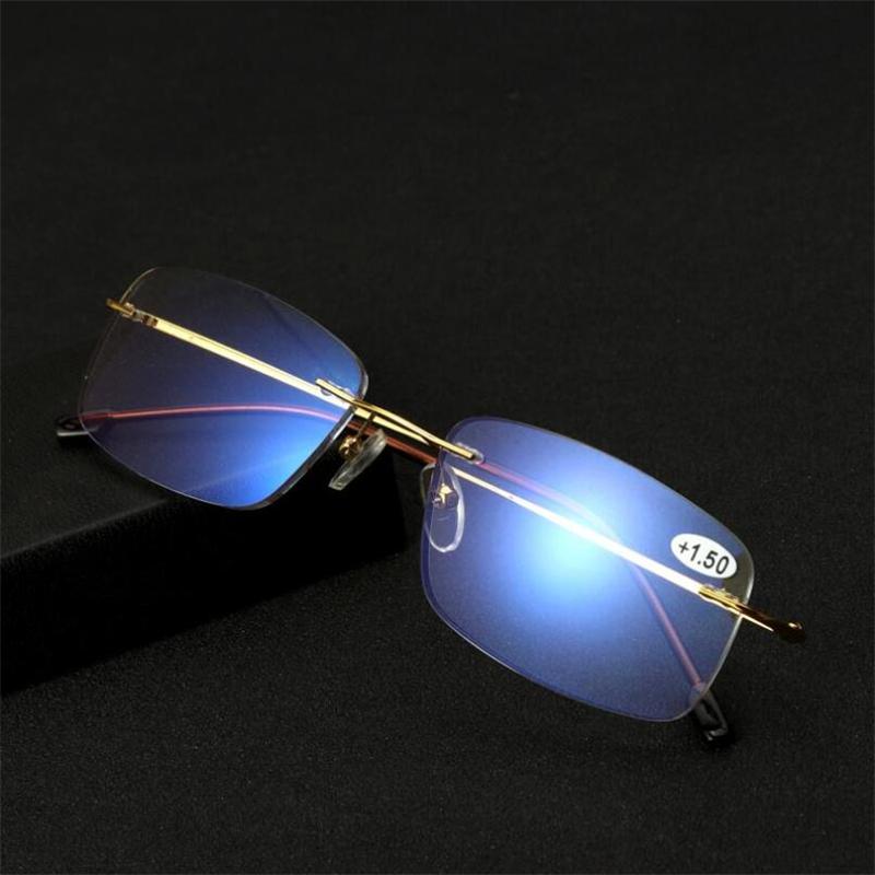 

Sunglasses Rimless Anti Blue Light Reading Glasses CProgressive Multifocal Women Near Far Sight Alloy Frame Eyeglasses DiopterSunglasses
