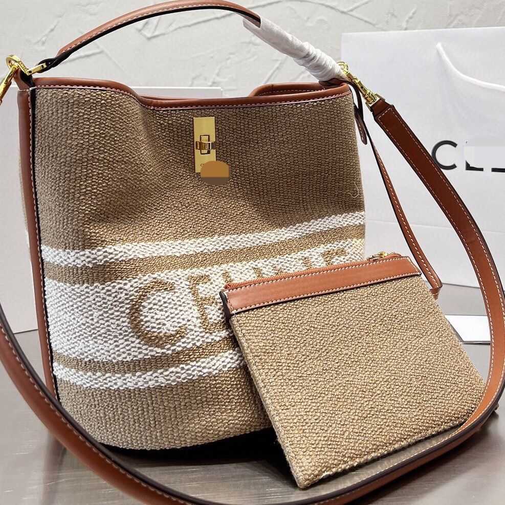 

Designer Bags womens beach bags Lastest Fashion ce Straw tote bag Raffia Bucket Bag single Shoulder Drawstring, Brown