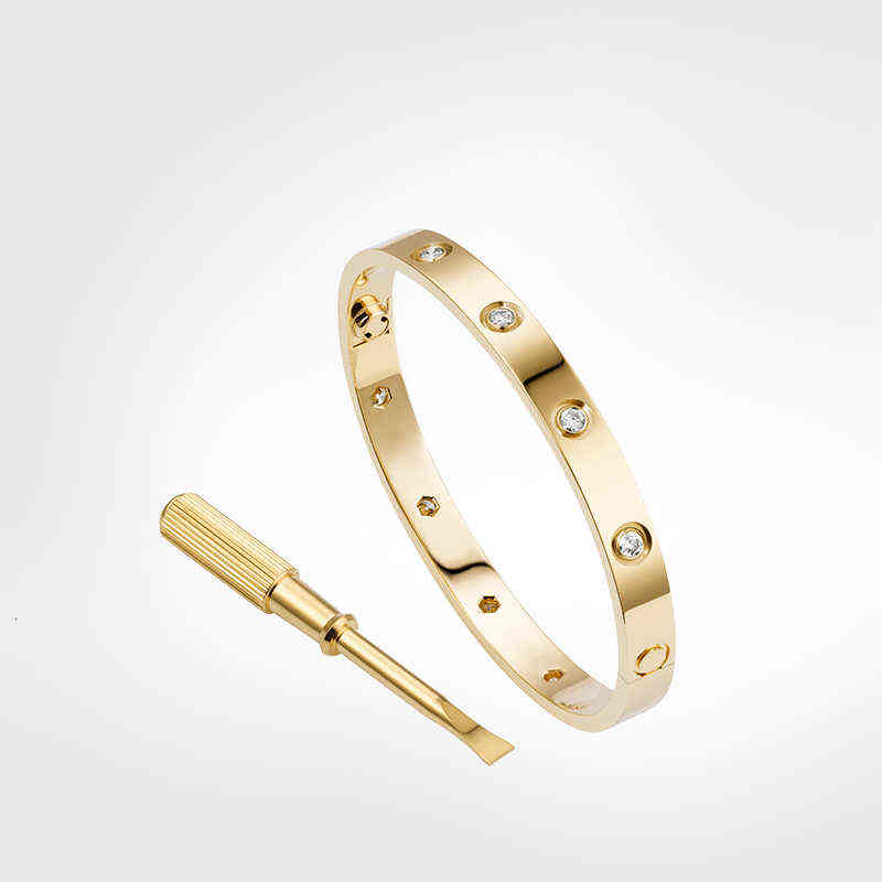 

Love Screw Bracelet 5.0 Designer Bracelets 10 Diamonds Bangle luxury jewelry women Titanium steel Alloy Gold-Plated Craft Gold Silver Rose