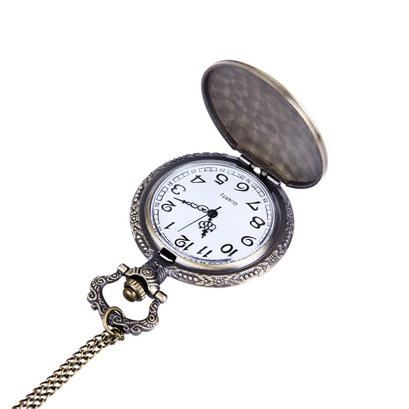 

10pcs wathes Large retro carved classical Roman character compass mapping pattern nostalgic flip Rune pocket watch 8174-14