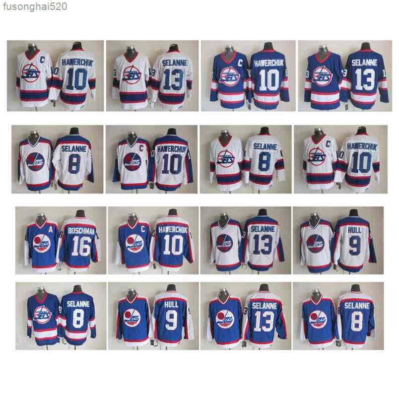 

95 Retro Winnipeg Jets Jerseys 13 Teemu Selanne 10 Dale Hawerchuk 9 Bobby Hull 16 Laurie Boschman 8 Selanne Vintage CCM Hockey Jersey, As pic