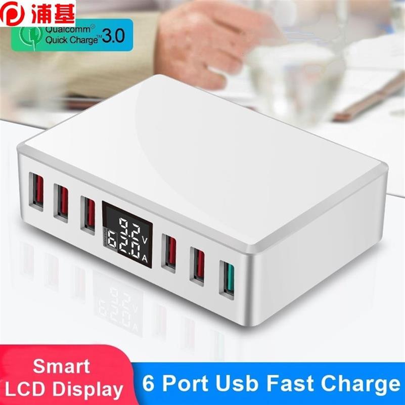 

Multi 6 Port USB Charger Station Quick Charger QC 3.0 Lcd Display Fast Phone Charger Carregador Portatil For Iphone Xiaomi274J254I