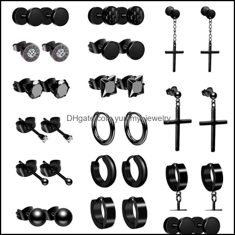 

Stud Earrings Jewelry Boniskiss 15 Pairs 316L Stainless Steel For Men Women Hip Hop Black Piercing Earring Fashion Gift Drop Delivery 2021 P