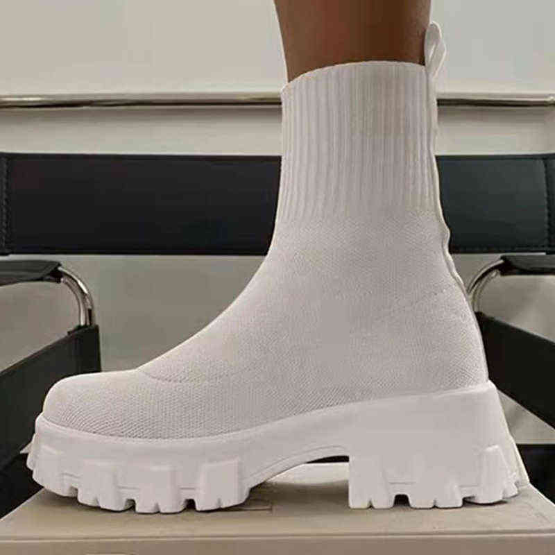 

Women Boots 2022 Platform Boots For Ankle Autumn Winter Shoes Women Chunky Heels Botas Mujer White Sock Platform Shoes Female Y220729, Packing bag