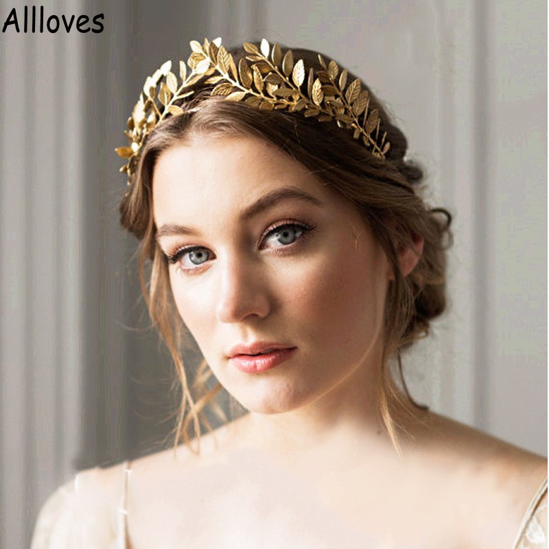 

Retro Greece Leaf Crowns Headpieces Wedding Tiara Hairband For Brides Gold Silver Headdress Women Hair Accessories Gifts Jewelry CL0826