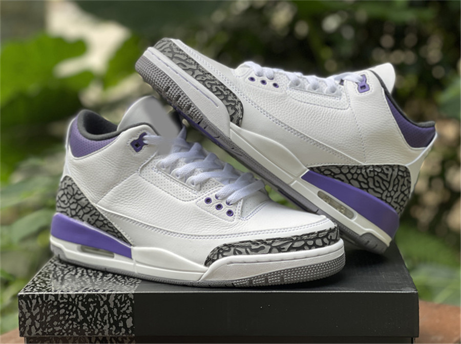 

2022 Release 3 Dark Iris Shoes White Purple Black Cement Grey 3S Men Outdoor Sports Sneakers With Original Box 40-47.5, Double box