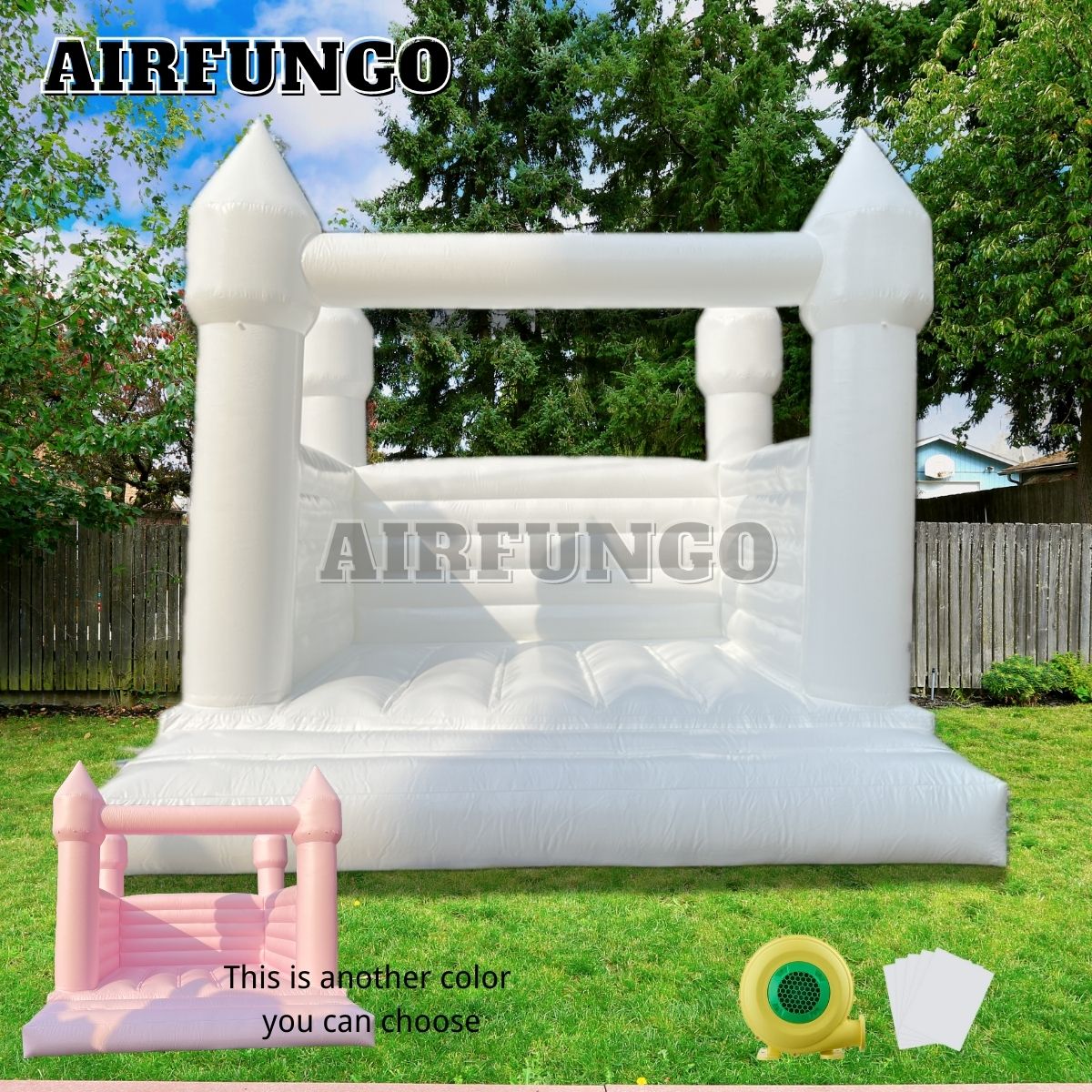 

Commercial Inflatable White Wedding Jumper PVC Playhouse Bouncy Castle/Moon Party House/Bridal Bounce Event Jumping Bouncers With Blower 13ft 16ft for sale