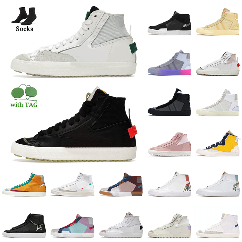 

Blazer Mid 77 Vintage Women Mens 2022 Fashion Casual Shoes Multi White Green Black Bright Crimson Sunset Pulse ZigZag All Hallows Eve University Blue Trainers Sports, C65 black bright crimson 36-45