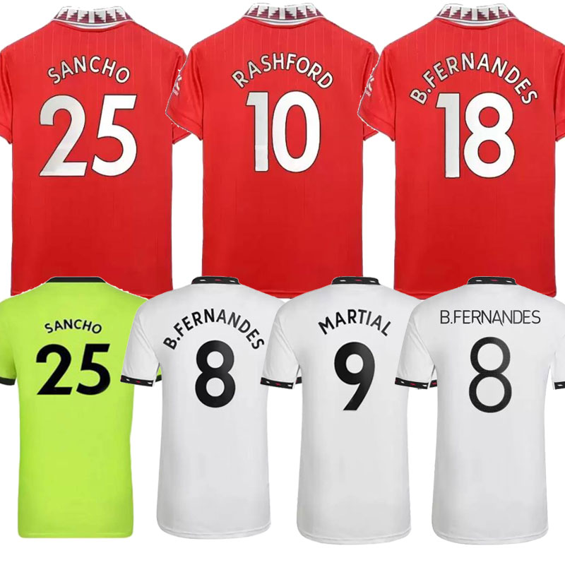 

22/23 SANCHO soccer jersey UTD Fans Player version MAN BRUNO FERNANDES LINGARD POGBA RASHFORD 2021 2022 2023 Home Away Third men football shirt training top S-4XL, Kids