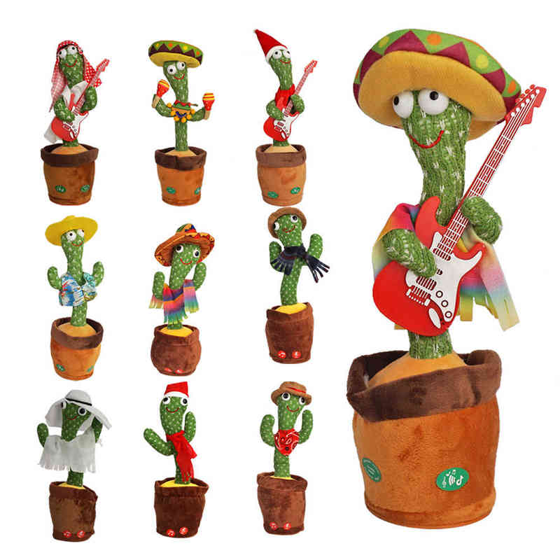 

Dancing Cactus 120 Song Speaker Talking Usb Charging Voice Repeat Plush Cactu Dancer Toy Talk Plushie Stuffed Toys For Kids Gift H220408