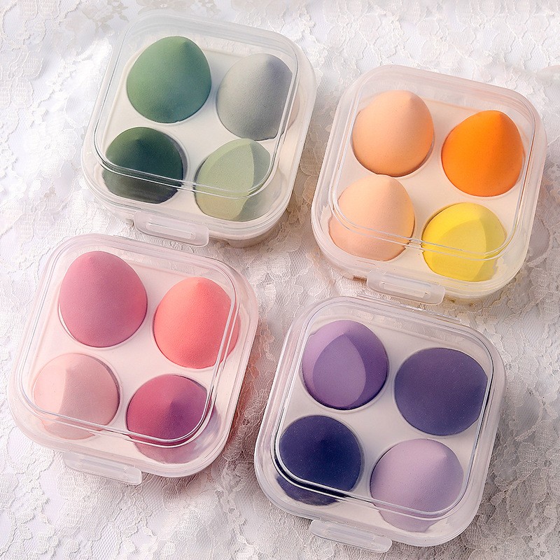 

makeup blender sponge 4pc box set foundation palette real Powder Puff techniques sponges non latex Make Up Sponge Tools