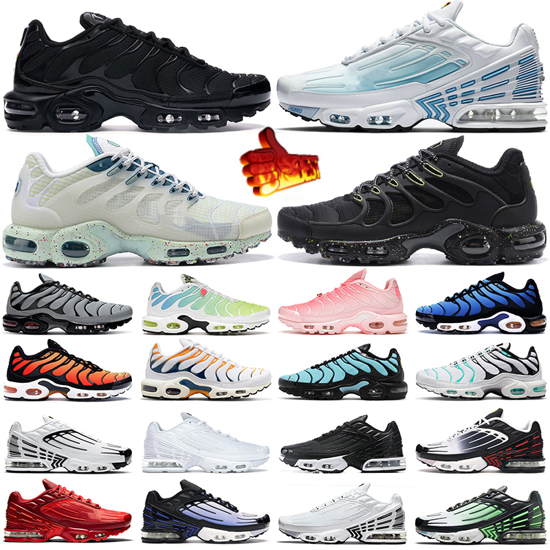 

Designer tn plus running shoes terrascape tns 3 chaussures women men sneakers Triple Black White University Blue Metallic Teal Womens Mens Sports Shoe, (33) 40-47
